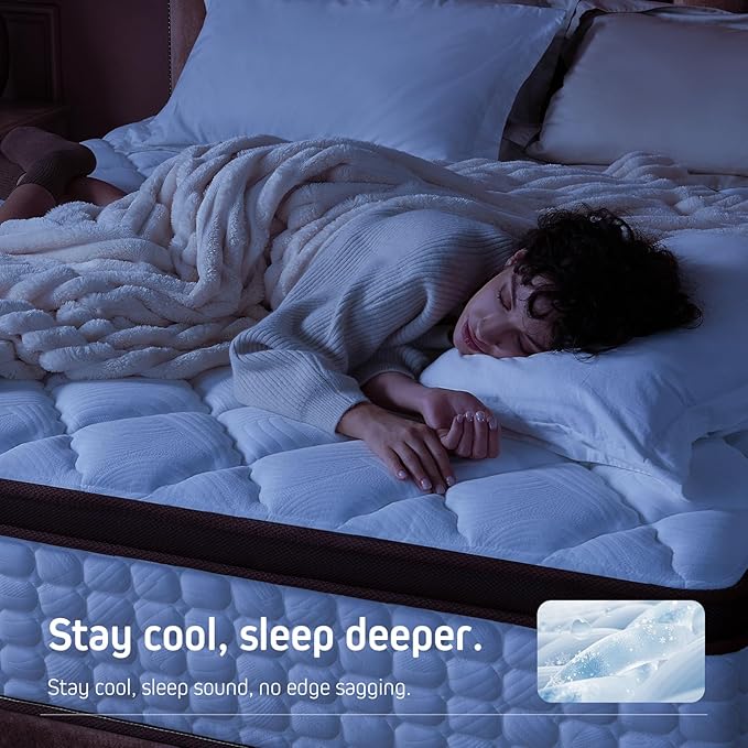 PSYNOVA 12 Inch King Mattress in a Box – Hybrid Design with Pocketed Coils & Memory Foam – Medium Firm Support, Pressure Relief & Motion Control