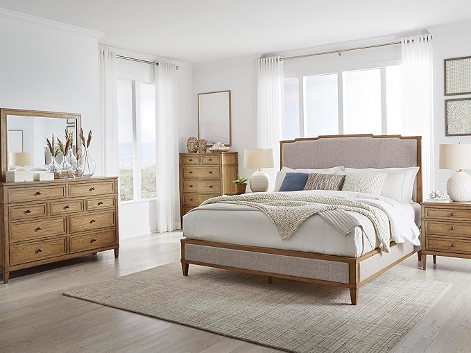 Signature Design by Ashley Sharlance Casual 3-Drawer Nightstand with Felt-Lined Top Drawer, Power Supply and USB Ports for Bedroom, Light Brown