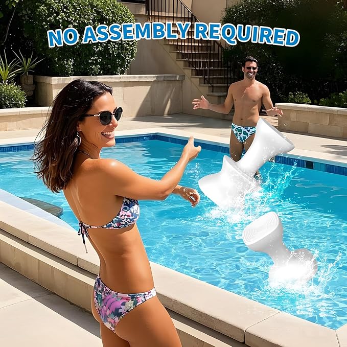 30" Pool stools for Underwater,Pre-Weighted Pool Stools with Foot Rest,Waterproof Patio Furniture with Adjustable Feet for Poolside Seats for Edge,1PC