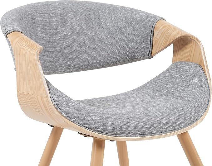 Armen Living Butterfly Mid-Century Dining Chair with Grey Fabric Upholstered Seat and Oak Finish