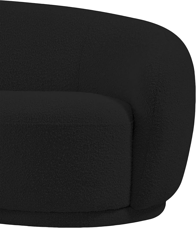 Meridian Furniture 693Black-C Hyde Collection Modern | Contemporary Boucle Fabric Upholstered Accent Chair with Rounded Back, Black, 42" W x 38" D x 27.5" H