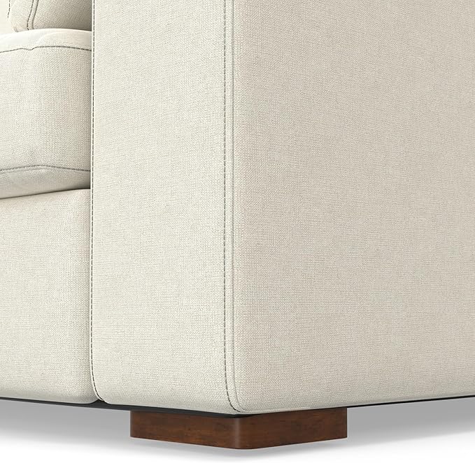 SIMPLIHOME Charlie Left-Facing Sectional Sofa in 100% Recycled Polyester Tightly Woven Performance Fabric, Cream, 122-inches Wide, Handcrafted Contemporary Style L-Shaped Couch with Chaise