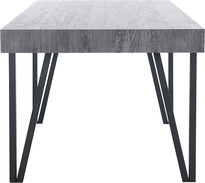 SAFAVIEH Home Collection Alyssa Mid-Century Rustic Industrial Dining Room Table DTB7000B, Black Oak/Black Legs