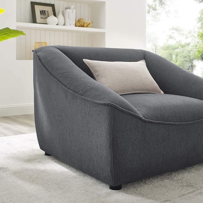 Modway Comprise Fabric Upholstered Sectional, Armchair, Charcoal