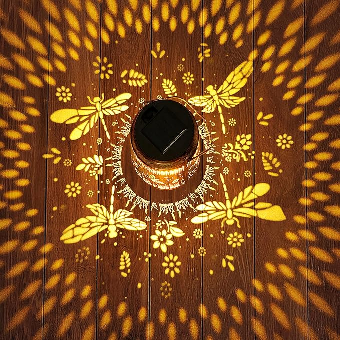 Solar Lanterns Outdoor Waterproof Dragonfly Garden Decor, Gifts for Women Mom Grandma Birthday, Hanging Solar Lights Metal LED Decoration with Shepherd Hook Outside for Yard Patio Lawn Porch