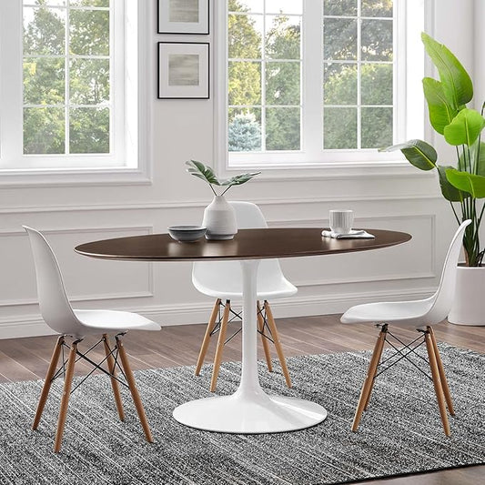 Modway Lippa Dining Table, 60", White Cherry Walnut