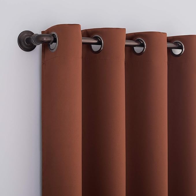 Sun Zero Nordic Theater Grade Extreme 100% Blackout Grommet Curtain Single Panel, 52" x 95", Terracotta