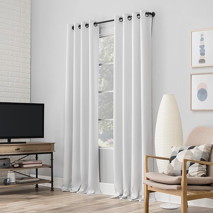 Sun Zero Nordic 2-pack Theater Grade Extreme 100% Blackout Grommet Curtain Panel Pair, 104" x 96"(2* 52" x 96"), Pearl Off-white Blackout Curtain
