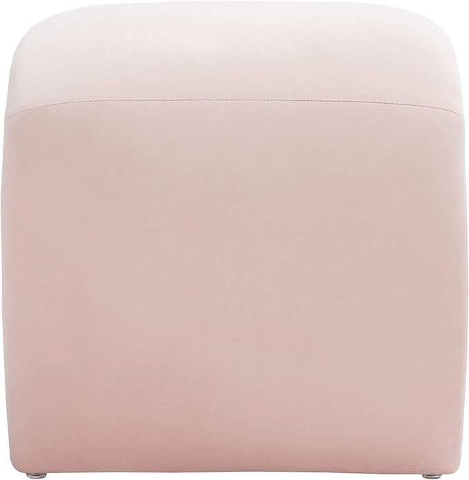 Safavieh Home Collection Kibo Modern Waterfall Light Pink Velvet Ottoman (Fully Assembled)