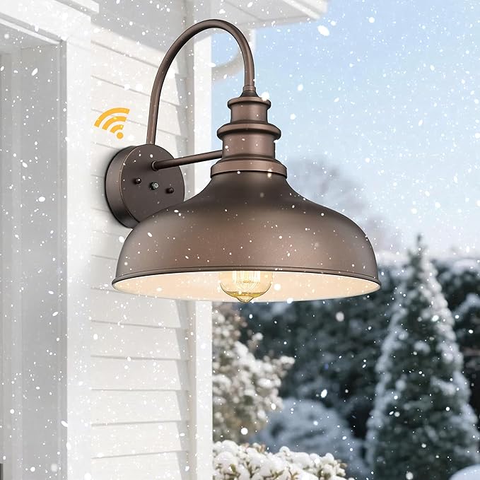 Bestshared Dusk to Dawn Sensor Farmhouse Barn Light, Outdoor Wall Sconce, Outdoor Wall Lantern for Porch, Exterior Light Fixtures Porch Lights(Orb+White, 2 Pack)