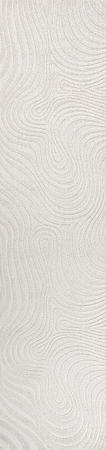 JONATHAN Y Maribo High-Low Abstract Striped Cream/Ivory 2x10 Indoor/Outdoor Runner Rug, Pet Friendly, Non-Shedding, Stain Resistant, Easy-Cleaning for Backyard, Patio (SCN103A-210)
