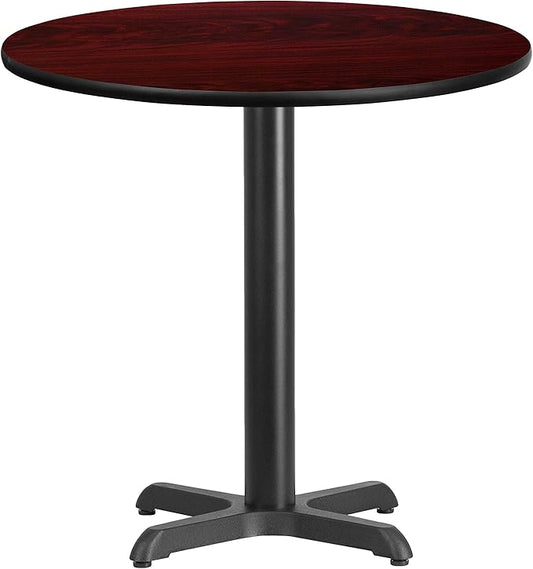 Flash Furniture Graniss 30'' Round Mahogany Laminate Table Top with 22'' x 22'' Table Height Base