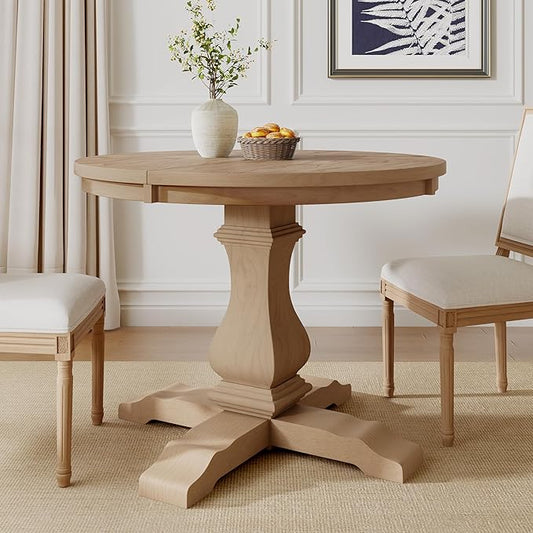Christopher Knight Home Tokin Extendable Dining Room Table for 6, Wooden Round Expandable Kitchen Table, Vintage Oval Dining Table for Dining Room Kitchen, Light Natural