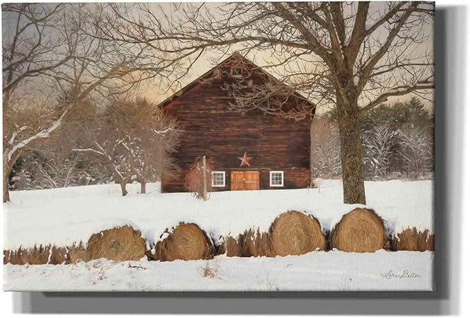 Epic Graffiti 'Snowy Vermont Barn' by Lori Deiter, Canvas Wall Art, 18"x12"