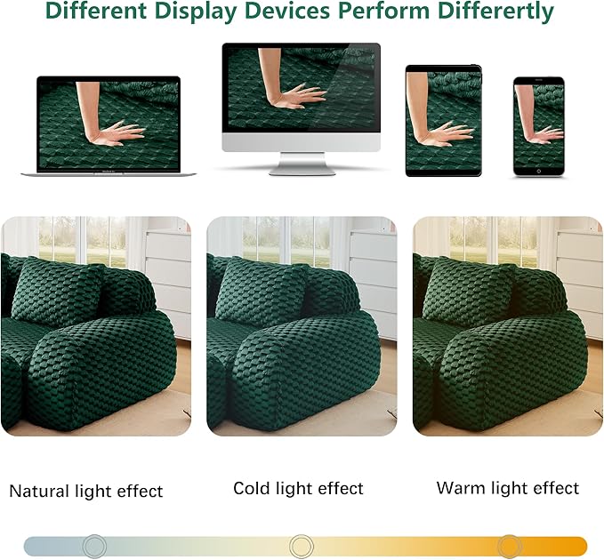 KEIKI 114" Oversized 3-Seater Boneless Couches for Living Room, Compact Modular Sectional Velvet Sofa U-Shaped, Deep Seat Cozy Foam No Assembly Couch for Small Space, Modern Comfort Design, Green