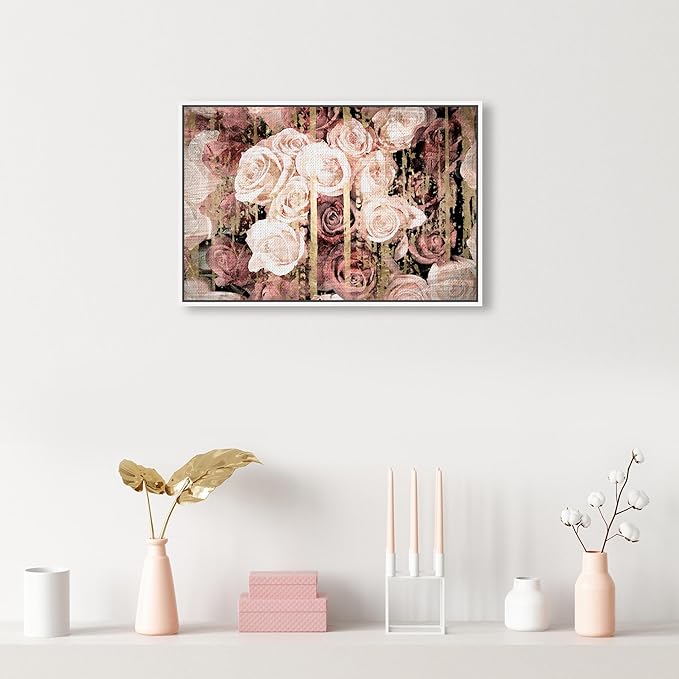 The Oliver Gal Artist Co. Floral and Botanical Framed Wall Art Canvas Prints 'Shabby Chic Romance' Florals