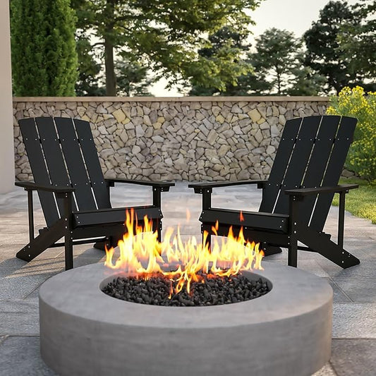 Flash Furniture Charlestown Poly Resin Adirondack Chair - Slate Gray - All Weather - Indoor/Outdoor - Set of 2
