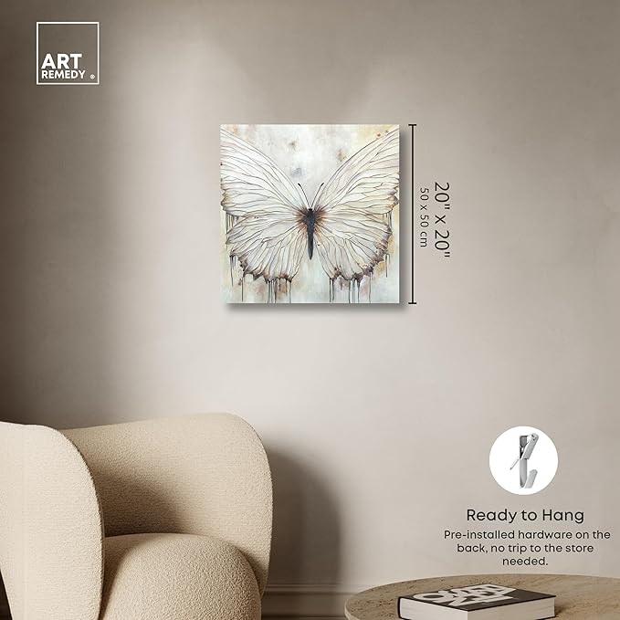 Art Remedy Neutral Beauty Chic Farmhouse Canvas Wall Art, Gallery Wrapped, 20"x20"