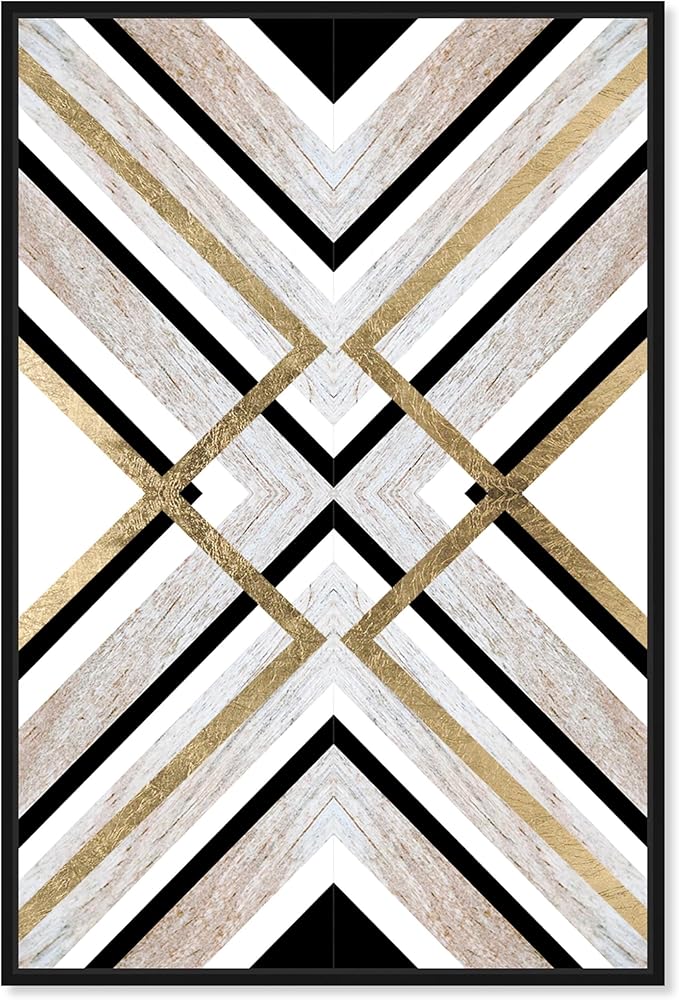 The Oliver Gal Artist Co. Abstract Framed Wall Art Canvas Prints 'Earthy Lux' Geometric Home Décor, 30" x 45", Brown, Gold
