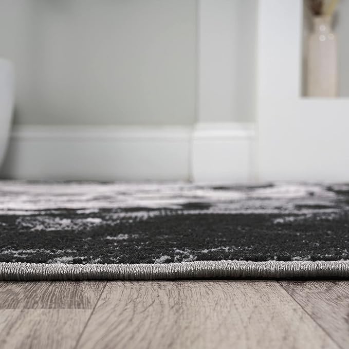 JONATHAN Y Swirl Marbled Black/Ivory Indoor Area Rug 8X10 ft, Abstract for Living Room, Bedroom, Kitchen, Office, Easy-Cleaning, High Traffic, Pet-Friendly, Non-Shedding SOR203E-8