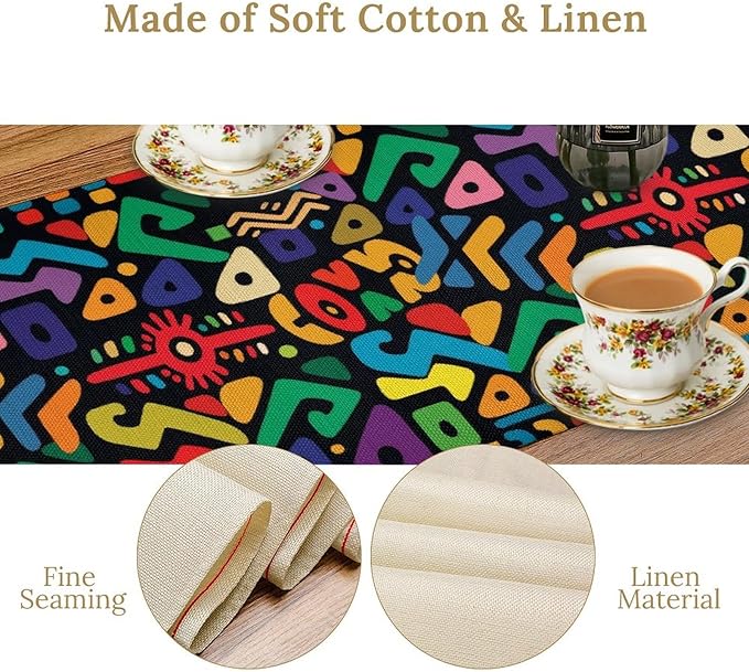 African Table Runner Abstract Geometry Nationality Tribe Table Runner for Kitchen Party Home Dining Room Table 13x70in