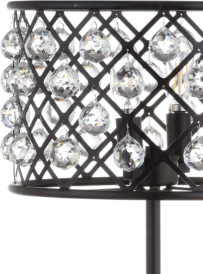 JONATHAN Y 22.5" Oil Rubbed Bronze 2-Light Crystal and Iron Table Lamp, Modern Glam Bedside Nightstand Lamp with Clear Crystal Spheres, UL Listed, LED Bulbs Included JYL9022A