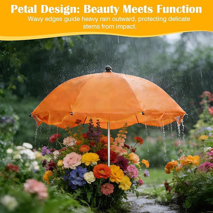 6Pack Plant Umbrellas for Outdoor Plants - 26" Large Garden Sun Shade for Plants with Adjustable Angle & Height (Max 43") - Plant Shades for Outdoor Plants, Flowers & Garden Beds - Plant Umbrella Shade for Potted Plants