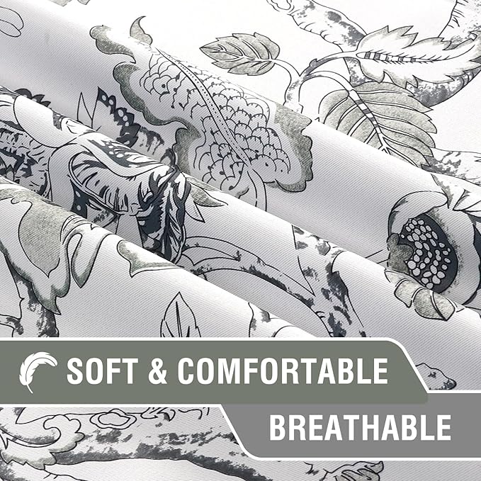H.VERSAILTEX Blackout Curtains 84 Inch Length 2 Panels Set Floral Print Curtain Drapes for Living Room Thermal Insulated Grommet Window Curtains for Bedroom - Traditional Floral in Antique Green