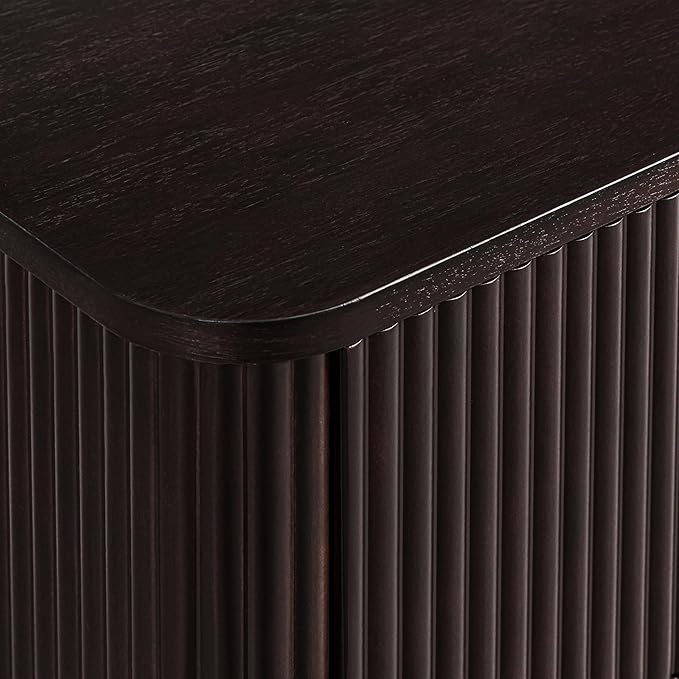 Teamson Home Potomac 42'' W Scandinavian Style Sideboard with 3 Drawer 1 Door and Adjustable Shelf, Solid Wood Frame, Push to Open and Acacia Veneer Living Room Storage Furniture in Espresso
