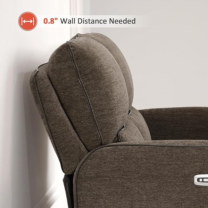 MCombo 60" Wall Hugger Power Loveseat Recliner Sofa with Adjustable Headrest, RV Reclining Loveseat with USB and Type C Charge Ports for Living Room 6924 (Brown, Loveseat)