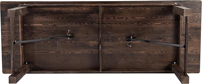 Flash Furniture Hercules Commercial Grade Farmhouse Dining Table | Solid Pine Foldable Table for 10 in Antique Rustic Mahogany | Rustic Charm for Home and Events