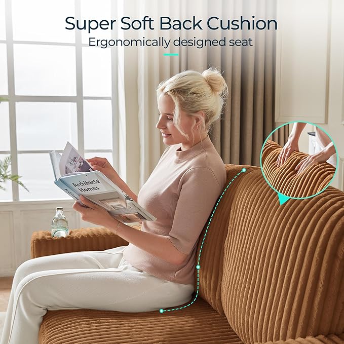 LINSY HOME Sectional Sleeper Sofa Pull Out Couches for Living Room (Brown, Pull Out Couch) | Pull Out Sofa Bed, Storage, USB Charging, Cup Holders, Plush Corduroy | Pull Out Sofa Bed, Storage, USB Charging, Cup Holders, Plush Corduroy