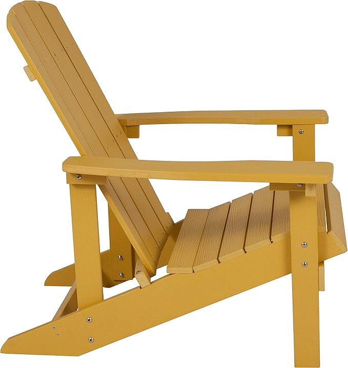 Flash Furniture Charlestown Poly Resin Adirondack Chair - Yellow - All Weather - Indoor/Outdoor - Set of 4