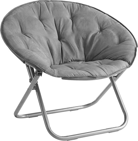 Urban Lifestyle Oversized Urban Comfort Microsuede Saucer Chair Adult Lounge Seating Soft Plush Accent Furniture Living Room Relaxation Lightweight Portable Grey