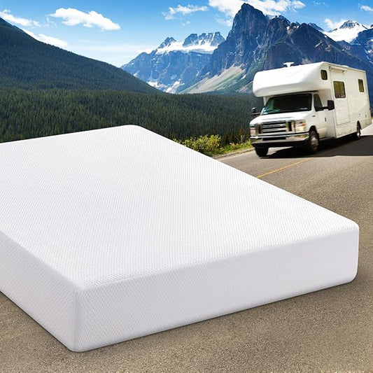 Opoiar RV Mattress King 10 Inch Memory Foam Mattress, Cooling Green Tea/Gel Firm Bed Mattress in a Box for Camper/Trailer/Truck, Certified Mattress Made in USA 80'' x 72''