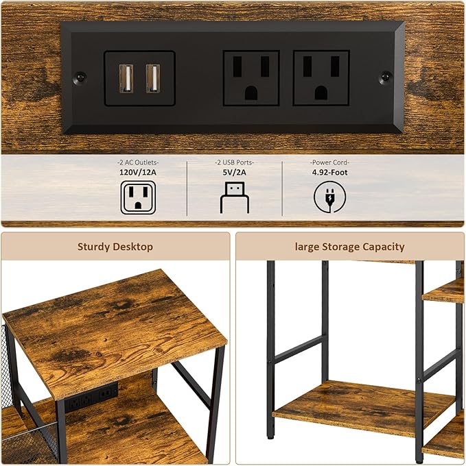 Record Player Stand with Power Outlets, Turntable Stand with Vinyl Storage Holds up to 300+ Albums, Storage Cabinet for Vinyl Records, Record Player Table with LED Light for Living Room
