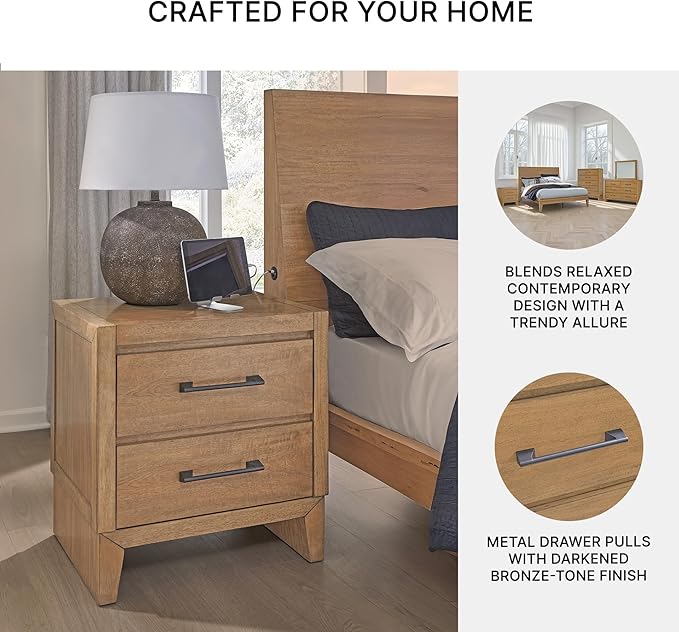Signature Design by Ashley Sherbana Casual 2-Drawer Nightstand, Light Brown