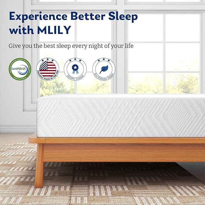 MLILY King Mattress, 12 Inch Memory Foam Mattress Bed in a Box, Medium Firm, Green Tea and Cooling Gel Infused CertiPUR-US Certified, Made in USA