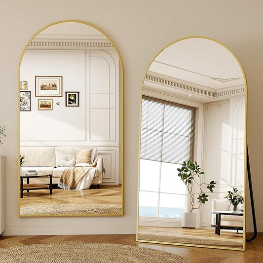 86" x 40" Large Arch Full Length Mirror - Floor Full Body Mirror with Aluminum Frame - Standing, Leaning or Hanging, for Bedroom, Living Room, Gold