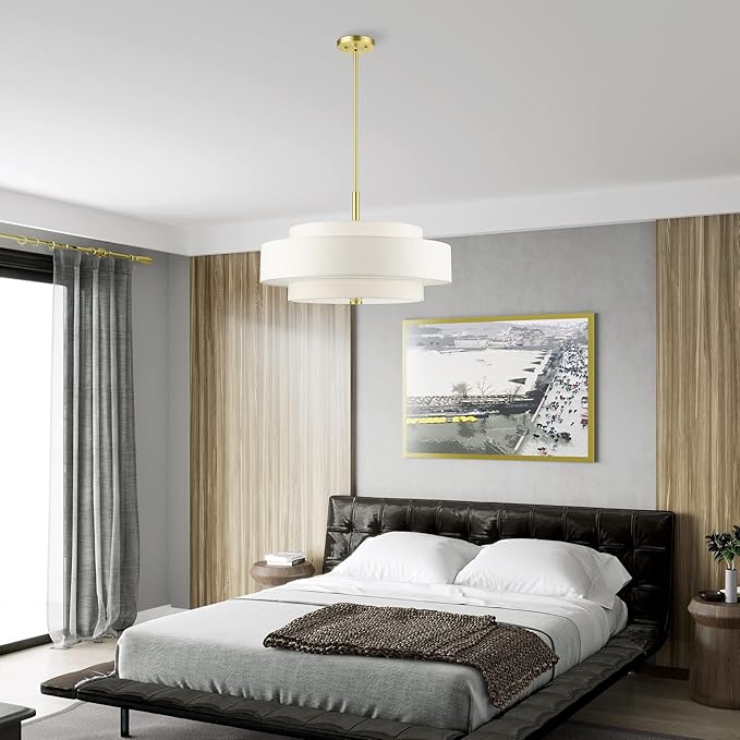 Livex Lighting 50875-12 Meridian 5 Light Chandelier, Satin Brass, 24 x 24 x 53