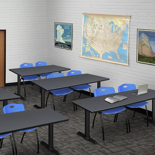 Regency Cain 72 x 24 in. Steel T-Base Training Seminar Table- Grey