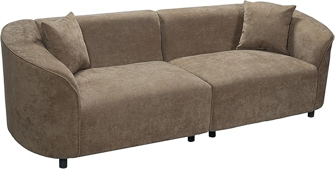 Christopher Knight Home Sabbo 87.50" Modern Sofa Couch, Wooden Home Sofa Living Room, Oversized Cloud Couch for Bedroom, Home Office, Brown