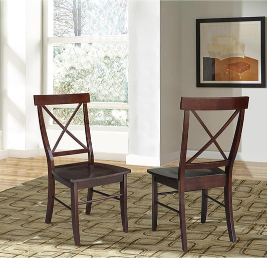 International Concepts X- Back Chair, with Solid Wood Seat, Java