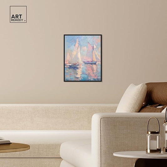 Art Remedy Set Sail Framed Sailing 1 Piece Canvas Wall Art, 17" x 21", Black Frame