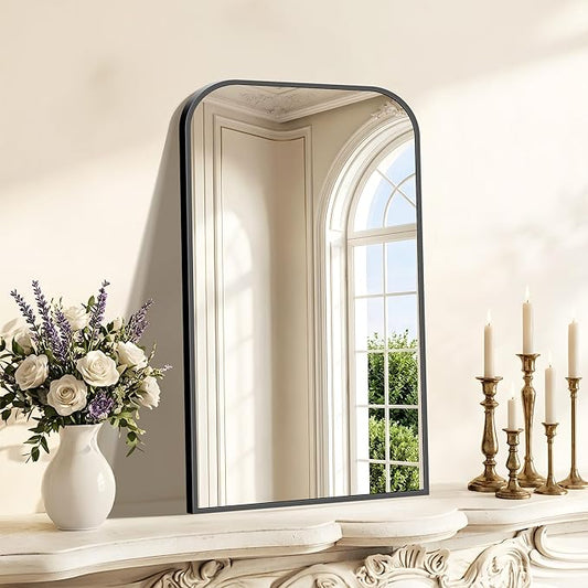 Bathroom Mirror, 18x30 inch Black Rectangle Wall Mounted Mirror with Thin Frame, Bathroom Vanity Mirrors for Over Sink, Entryway, Living Room, Bedroom