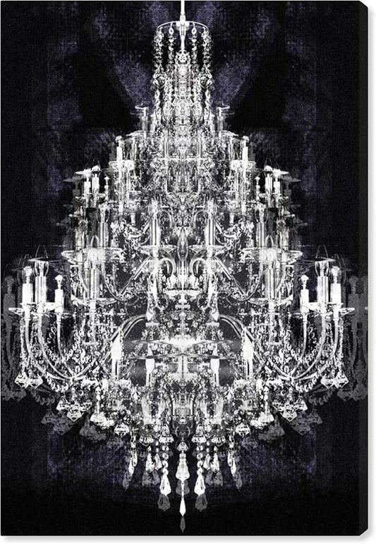The Oliver Gal Artist Co. Fashion and Glam Wall Art Canvas Prints 'Montecarlo Crystal' Home Décor, 24 in x 36 in, White, Black