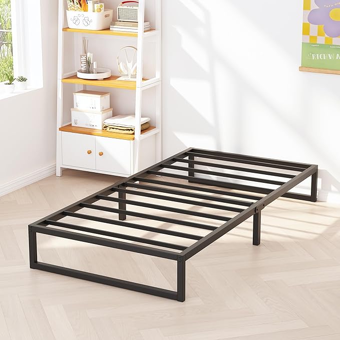 10 Inch Twin XL Bed Frames, Mattress Foundation with Steel Slat Support, No Box Spring Needed, Easy Assembly, Black