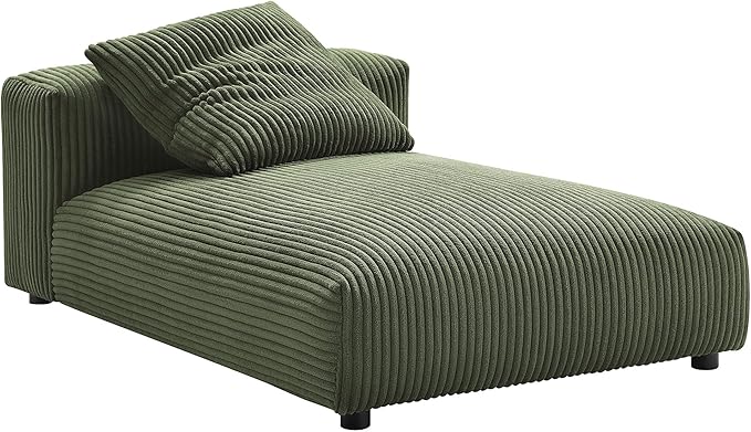 Modway Solace Modular Corduroy Sectional Sofa with Chaise in Fern - Comfy Corduroy Upholstered Deep Seat Sofa - Modern L-Shaped 2-Piece Sectional Sofa Set - 3 Seater Fabric Sofa for Living Room