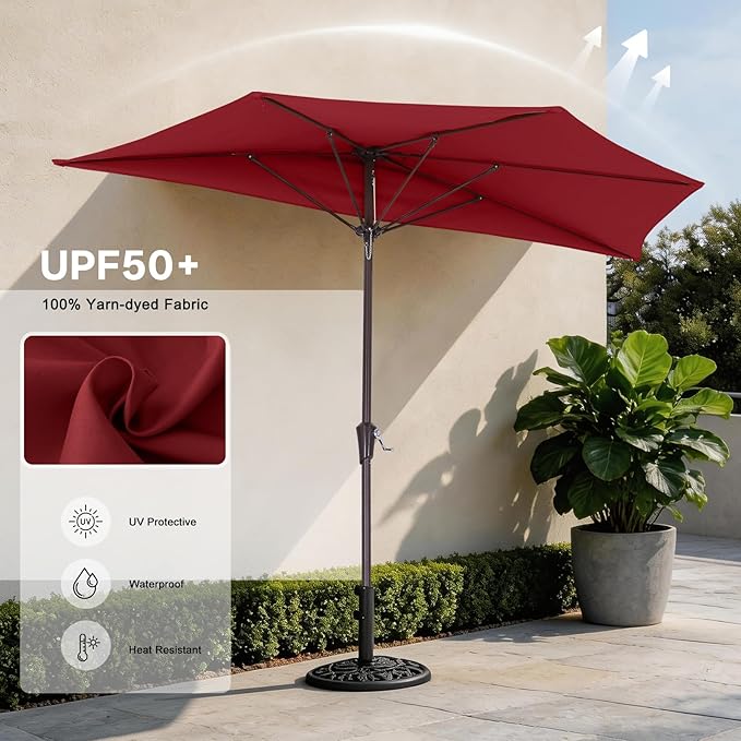 ABCCANOPY Patio Umbrella 11FT - Outdoor Half Umbrellas for Patio, Backyard, Garden, Deck (Wine Red)
