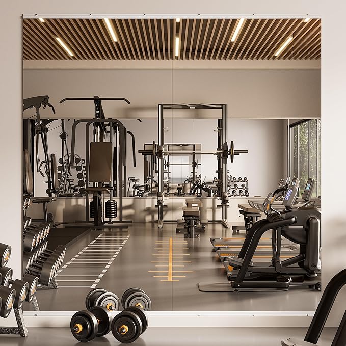 TETOTE Gym Mirrors for Home Gym Wall Large 72" x 36" - 2PCS Workout Exercise Fitness Mirror, Tempered Glass Frameless Full Length Mirror for Garage, Dance Studio, Yoga, Bedroom, Living Room